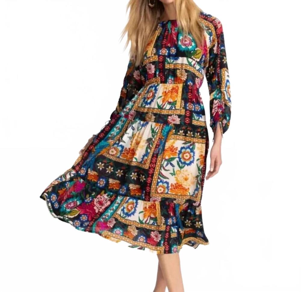 NEW JOHNNY WAS brona floral silk midi dress in eirene